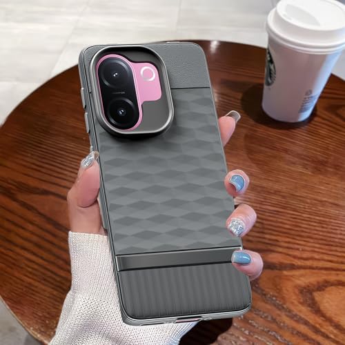Image of Pikkme Back Cover for Vivo V60e 5G Camera Protection 3D Hexa Cube Design Silicone Protective Bumper Case (Grey)
