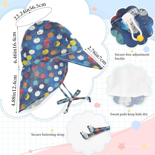 Toddler Sun Hat Baby Boys Beach Bucket Hats Baby Girls UV Protection Wide Brim Traveling Swim Hat Polka Dot Navy Blue4