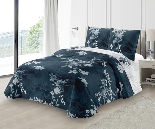 Fanny & Céline Couvre-lit Boutis épais matelassé 220x240cm avec 2 Taies 65x65cm M23-6069