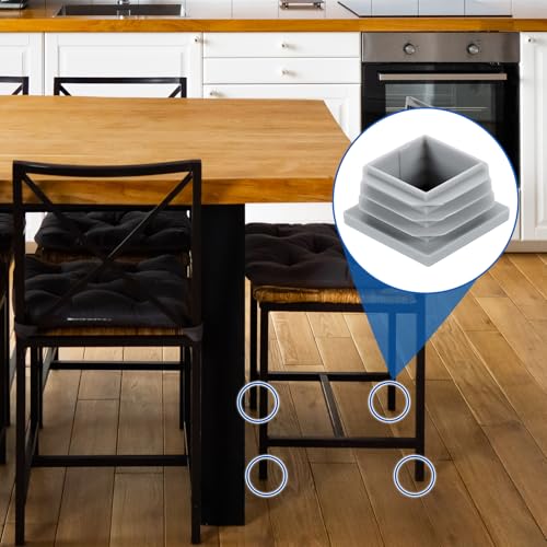 Image of uxcell 1 3 /16 inch (30mm) Square Tubing End Caps, 32 Pcs Plastic Hole Plugs Insert End Cap for Metal Tubing Post Chair Leg Table Bookshelves Furniture, Grey