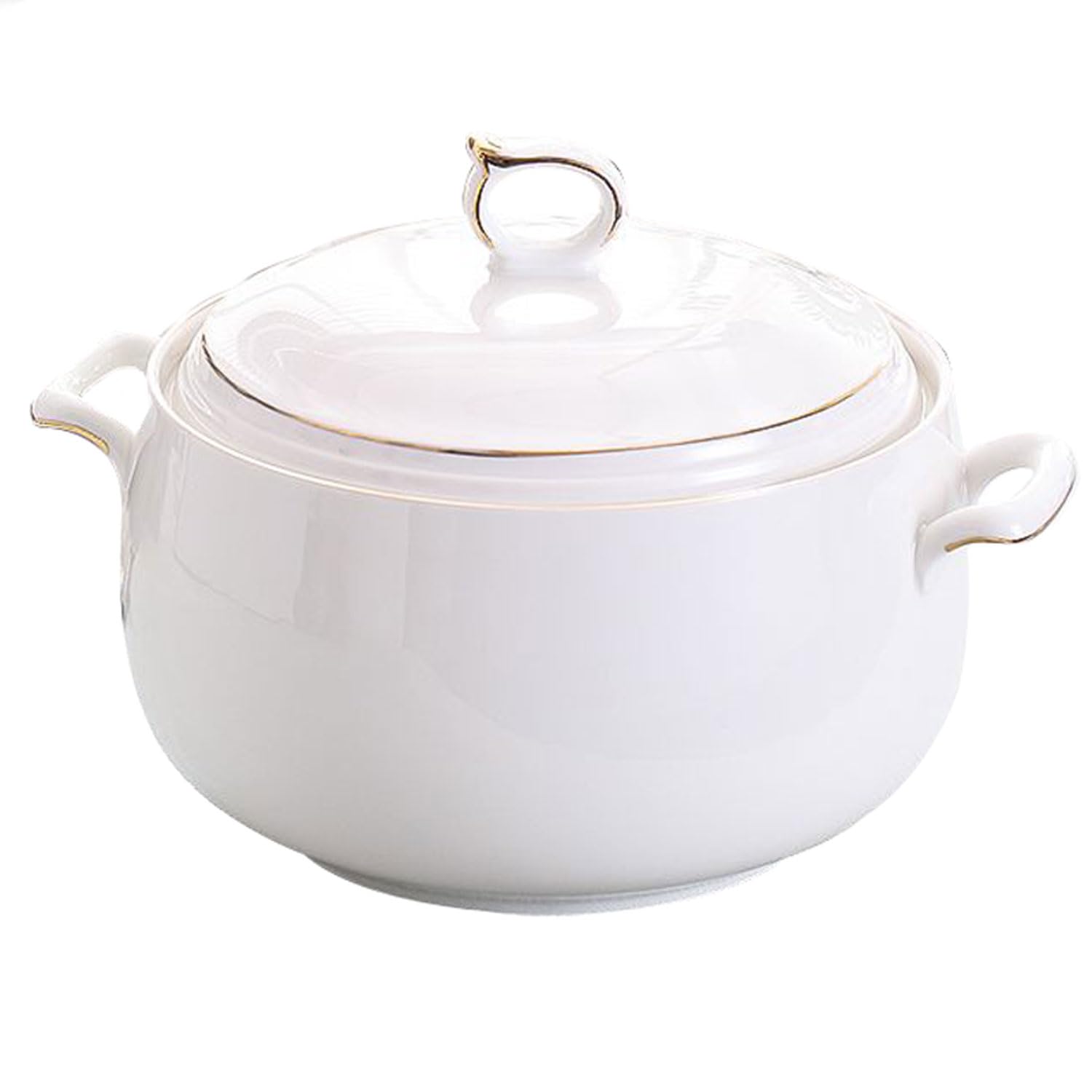 3L Keramik Suppenterrine mit Deckel Kreative Doppelgriff Servierschale für Suppe Müsli Eintopf Miso Suppe Dekoratives Geschirr für Zuhause Küche