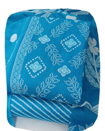 Image of DRAVINAM Trends Women's Premium Cambric Cotton Jaipuri Printed Unstitched Salwar Suit Dress Material with Mulmul Cotton Dupatta