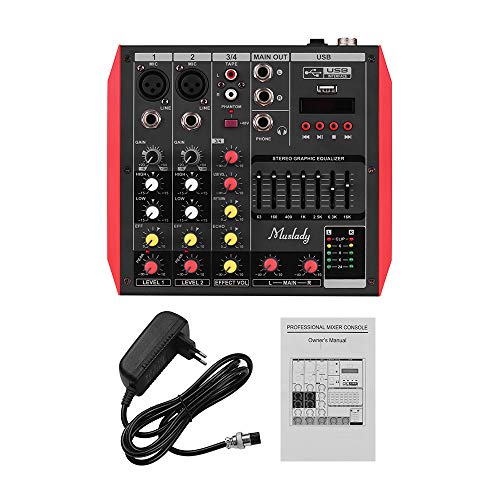 Lepeuxi 4-kanaals D4 draagbare mengpaneel mengpaneel 7-bands equalizer geïntegreerd 48 V fantoomvoeding ondersteunt MP3… - Image 8
