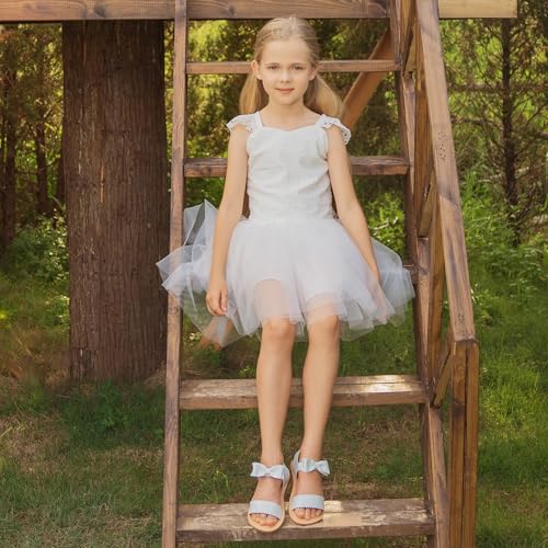 Image of Felix & Flora Toddler Girl Sandals - Little Girl Easter Dress Shoes Lightweight Open Toe Beach Holiday Flats