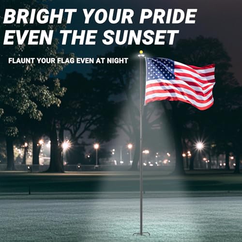 LETSTRY Solar Flag Pole LED Light, Flag Pole Solar Lights Powered Waterproof Lighting for 5-10FT Poles,Solar Powered Light for 1 inch Diameter Outdoor Flag Pole, Auto Charging and On/Off (1pc,Black) - Thumbnail 6