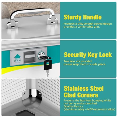 Image of Glosen Medication Lock Box with Key, 2-Layer Medicine Lock Box with Meds Tray, Portable First Aid Box with Handle for Home, Travel(10x6.7x6.7Inch)