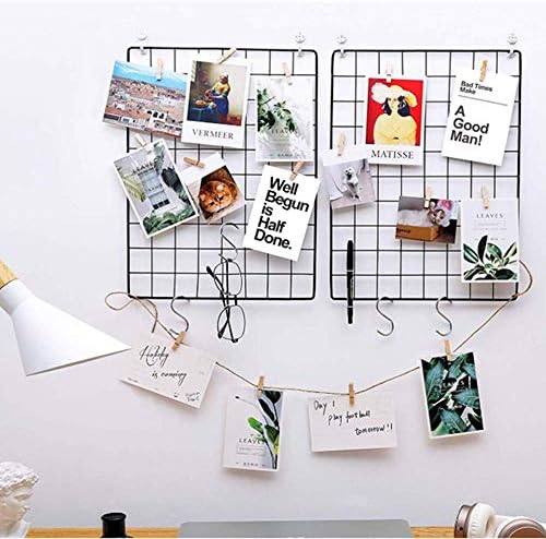 ShouYu DIY Grid Photo Wall,Multifunction Wall Mounted Ins Mesh Display Panel,Wall Art Display Organizer,Memo Board (65 x 45cm,Black)