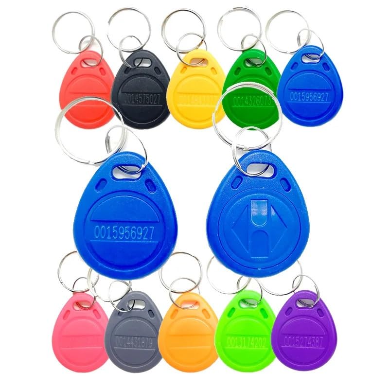 100pcs RFID 125KHz Tag 11 Color TK4100 EM4100 Proximity Keyfobs Tags RFID Card for Access Control Time Attendance Read only(Purple)
