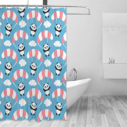 Rideau de douche panda polyester lavable 183x183cm avec crochets