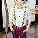 SUNTRADE Child Kids Clip-on Dot Suspenders Elastic Y-Shape Adjustable with Clips and Bow Tie Set for Boys and Girls (Yellow-Rainbow)