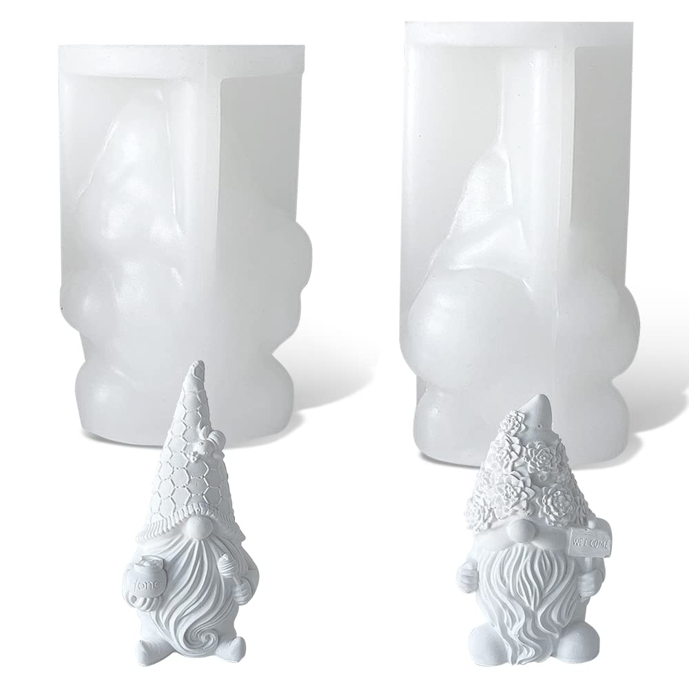 LINNNZI Christmas Silicone Candle Molds Silicone Molds Santa Claus Candle Plaster Polymer Clay Resin Making Santa Claus Shape Candle Molds Silicone 3D Kit(2 Pack)