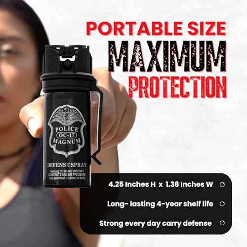 POLICE MAGNUM Pepper Spray Self Defense- Max Strength- 16ft Range- Portable Law Enforcement Unit - Made in The USA - 1 Pack 2oz Flip Top - Image 6