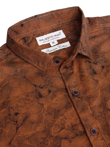 Image of Majestic Man Printed Pure Cotton Slim Fit Casual Shirt