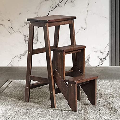 Kitchen Step Stool Folding Step Stool Wood Bed Step Stool Foot Stool Easy Open/Close with Slim Profile for Simple Storage Multipurpose Plant Stand and Storage Shelf stepstool ZJ666