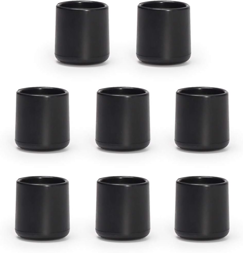 Soft Rubber Furniture Chair Leg Caps Silicone Chair Leg Floor Protectors with Black (8, 1inch)
