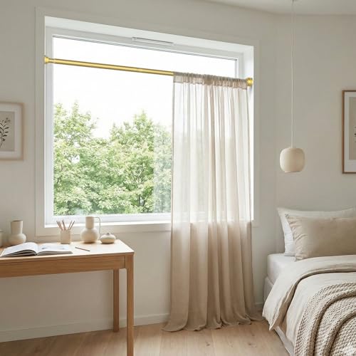Image of 2Pack Shower Curtain Rod 45-77 Inch Gold Shower Rod Tension Rod Adjustable Curtain Rod No Drilling Tension Curtain Rod Shower Rods for Bathroom Tension Shower Curtain Rod