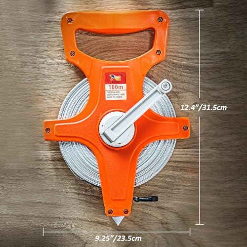 Fiberglass Tape, 2 Pack Thickened ABS Shell Open Reel 100ft Tape Measure with Dual-Sided Scale and Effort-Saving Handle, Accurate Waterproof Fold-Resistant Metric Measuring Tape for Yard and Field