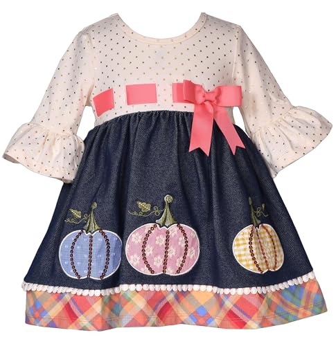 Bonnie Jean Girls 3M-6X Pumpkin Thanksgiving Harvest Dress4