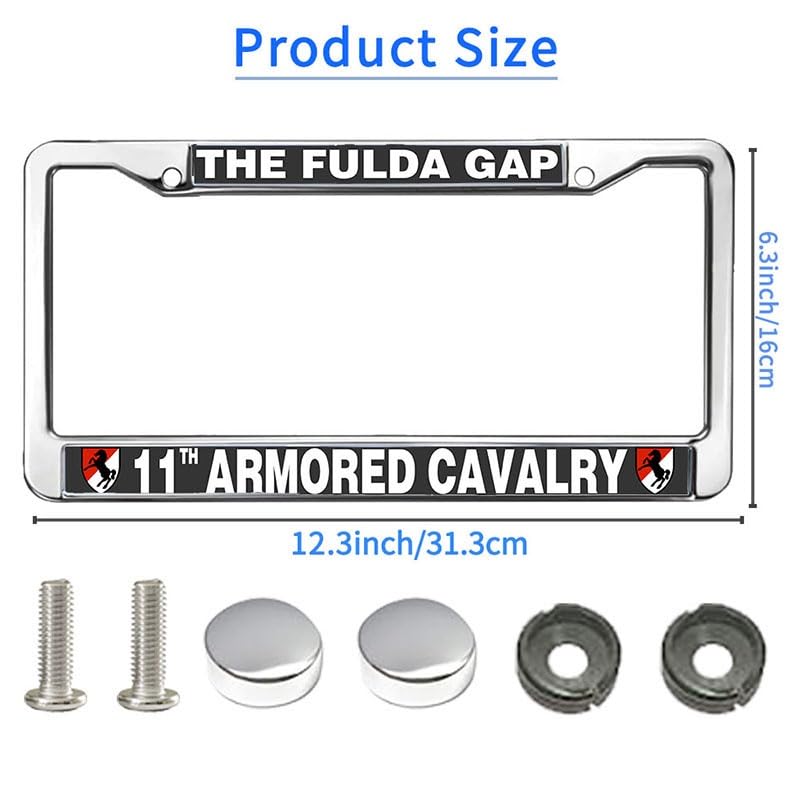 Image of The Fulda Gap 11th Armored Cavalry License Plate Frame Metal Car Tag Holder | The Fulda Gap 11th Armored Cavalry License Plate Frame Heavy Duty Metal Tag Cover Fit Standard US Auto Truck Accessories