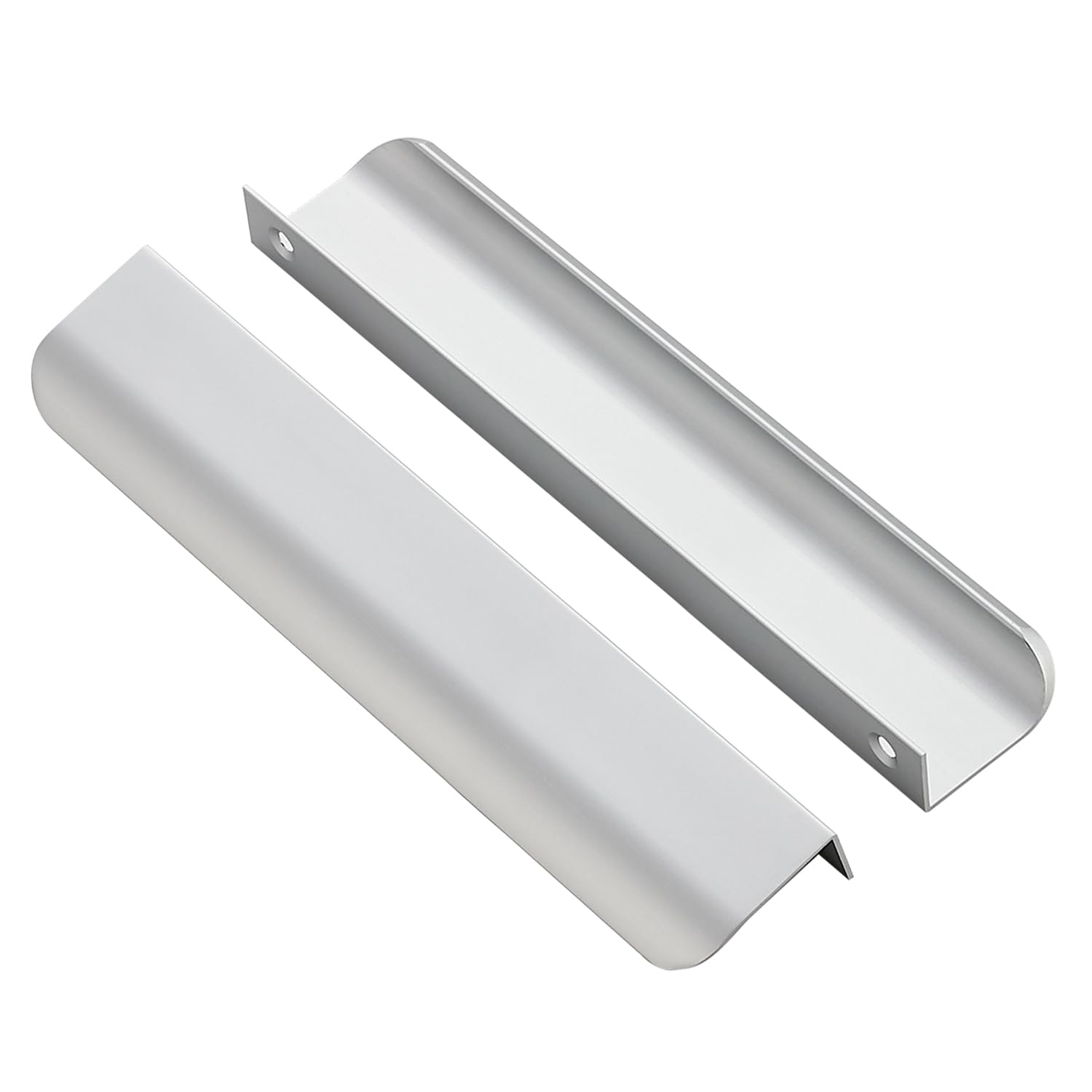 Ravinte 10 Pack Finger Pulls for Cabinets - 160mm/6.25" Hole Center Tab Handle Silver Edge Pulls - Concealed Handles for Kitchen Drawer - 200mm/7.87"