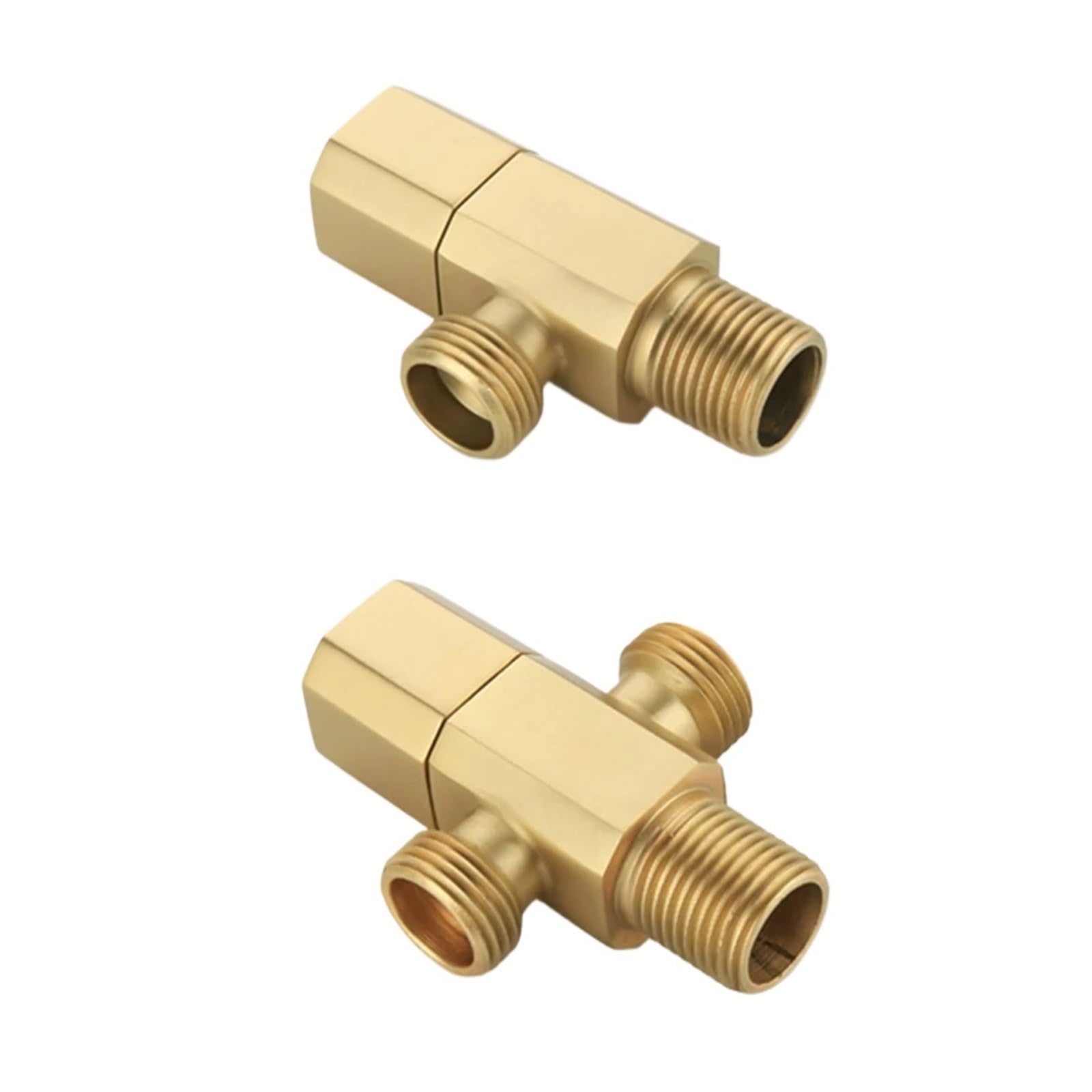 Eckventilschalter G1/2 aus massivem Messing, für Badezimmer, Küche und Wäsche, goldfarben, 2 Stück