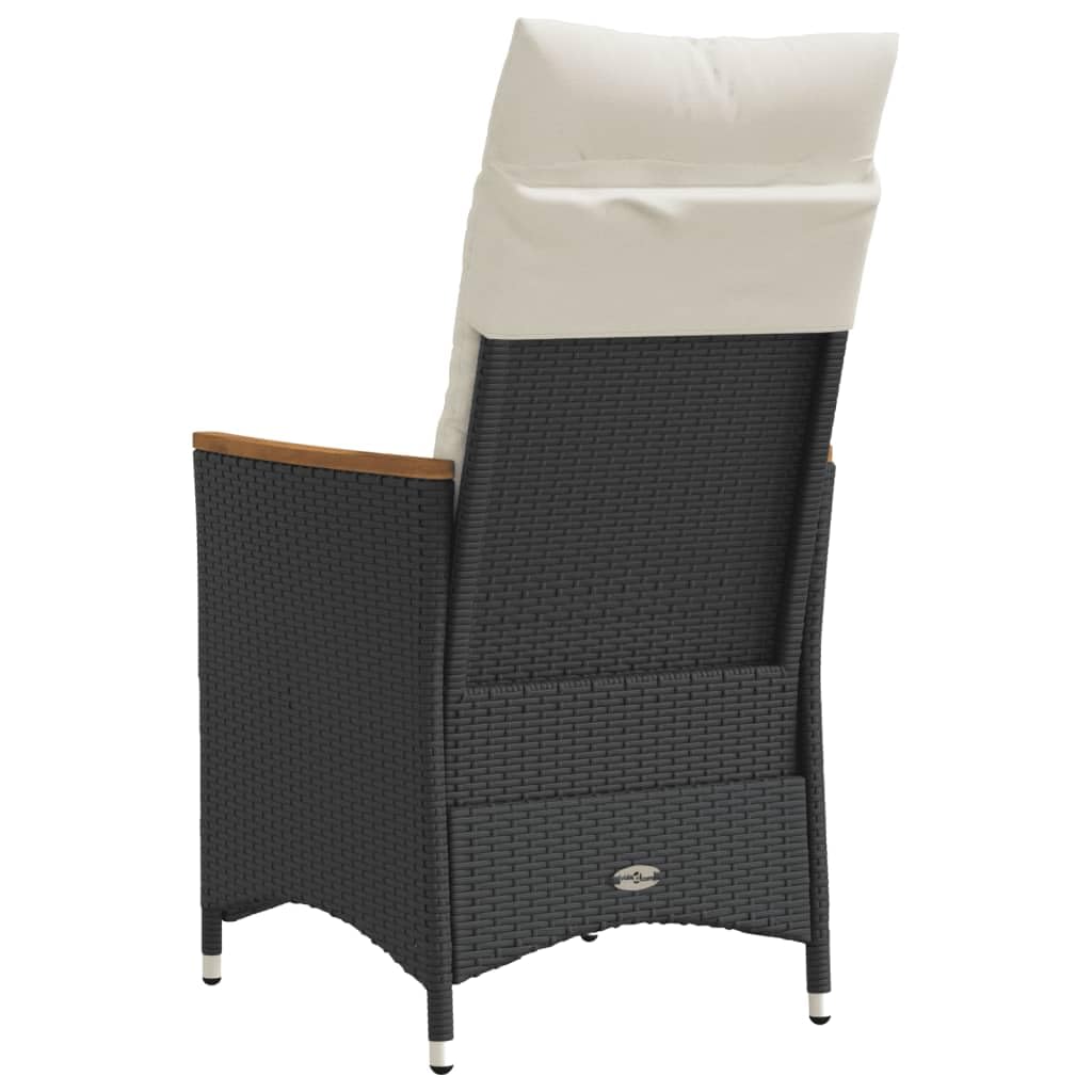 Poltrona reclinabile da giardino con cuscini in rattan sintetico nero sedie da esterno resistente alle intemperie, poltrone per terrazze, mobili da giardino, poltrone da giardino