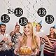 AINIIUNIU 12 Stücke Schwarz Gold 18. Geburtstag Hängend Wirbel Dekoration, für Geburtstag Frauen, 18 Geburtstag, Hochzeit, Jubiläum oder Partydeko