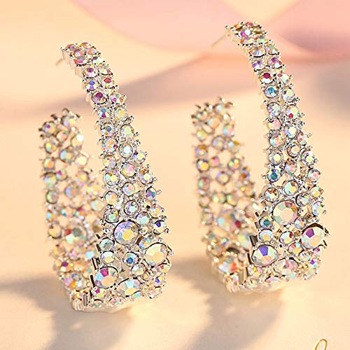 CEJUG Statement Earrings for Women Bohemian Large Dangle Drop Hoop Earring AB Rhinestone Crystal Sterling Silver Post Jewelry Gift3