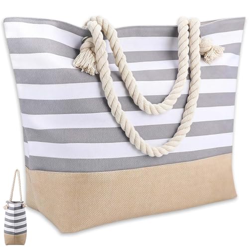 Bolso Playa XXL Bolso Mujer Tote Bolsos Mujer Con Cremallera Bolsa De Viaje Plegable Tote Bag Shopper De Viaje Playa Piscina Bolsillos Para Piscina