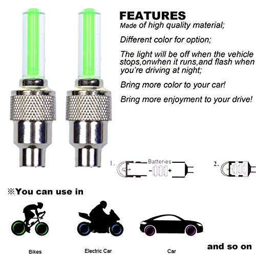 Cugbo Pack Of 30 Led Flash Tyre Wheel Valve Cap Light For Car Bike Bicycle Motorcycle Wheel Light Tire (Red, Yellow, Blue, Green, Mixed) #TOP2