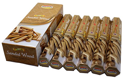 Govinda Sandalwood Incense - 120 Premium Incense Sticks, Masala Coated