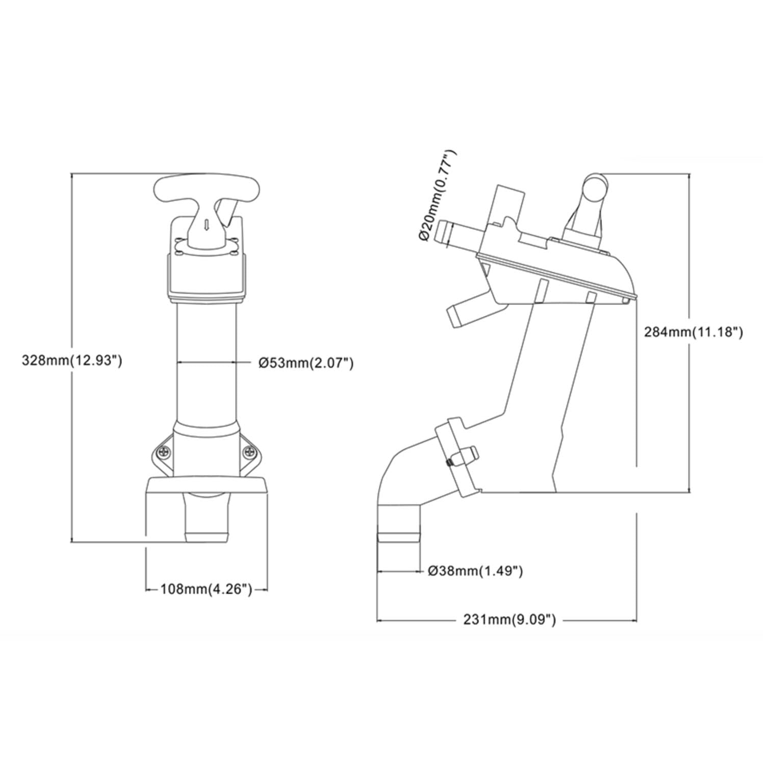 LIGHTEU®, SEAFLO SFMTP-03 Kit de conversion électrique vers manuel pour toilettes marines – Kit pompe à main avec système Twist-Lock – Unité de pompe de rechange pour bateaux et yachts
