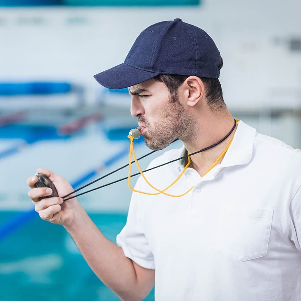 CREADY® Cronómetro Deportivo con Silbato de Acero Inoxidable, Cronometros Deportivos para Futbol, Natación o Atletismo, Cronometro Oposiciones con Silbato Arbitro, Silbato y Cronometro