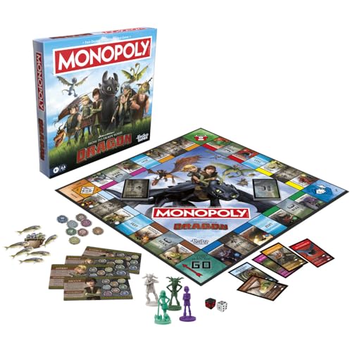 Hasbro Gaming DreamWorks How to Train Your Dragon Edition Monopoly Board Game | Ages 8+ | 2 to 4 Players | 45 Mins. | Fun Family Games for Kids Teens and Adults
