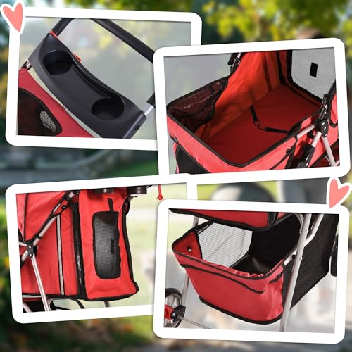 PawHut Hundewagen Hundebuggy Buggy Hunde Katzen Pet Stroller Hunde Buggy Rot