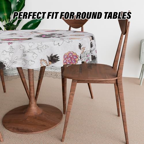 Image of Kuber Industries Round Table Cover | PVC 4 Seater Table Cloth for Round Tables | 3D Gulab Kitchen Dining Tablecloth | 60 Inch | Black