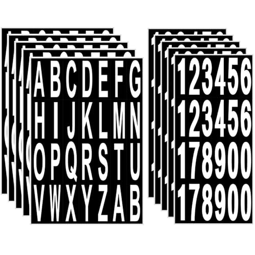10 Sheet 3 Inch Mailbox Numbers and Letters Cut Classic Style Self-Adhesive Vinyl Waterproof Stickers Letter Decals Sticky for Outside Signs, Window, Door, Car, Truck, Home, House Address (White)