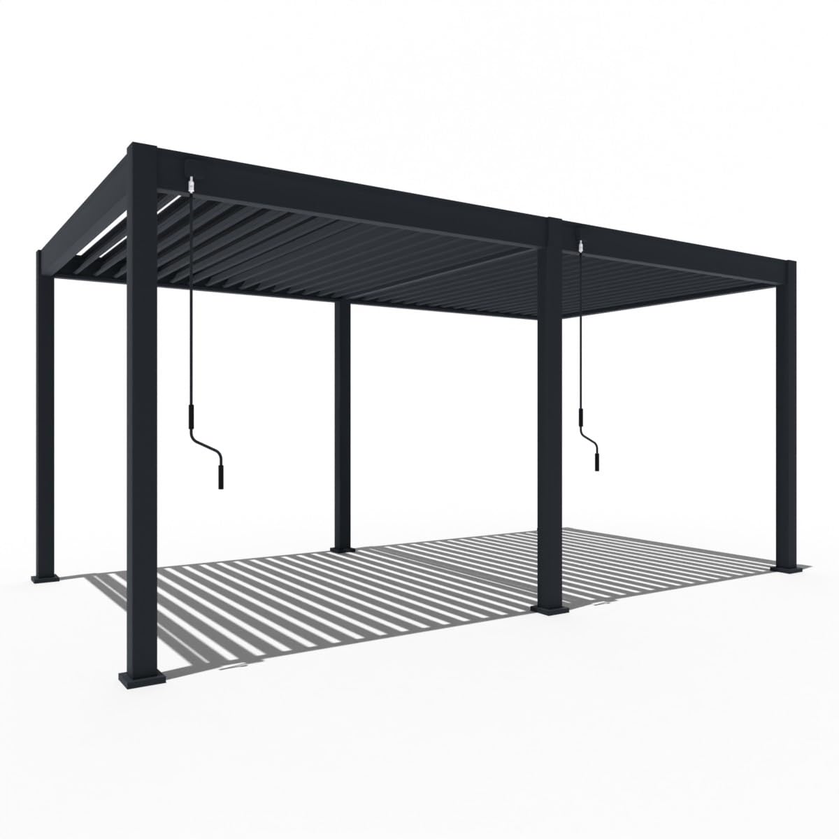 WEIDE Terrassenüberdachung Classic freistehend – mit einstellbarem Stahl-Lamellendach, 3 x 5,3 m (Anthrazit)