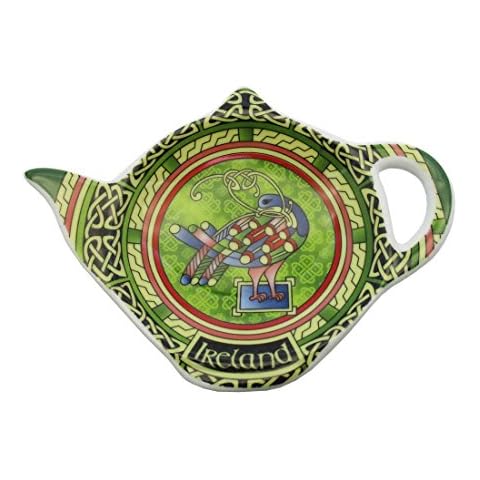 Celtic Peacock Ireland Teabag Holder with A Coloured Trinity Irish Design Cover