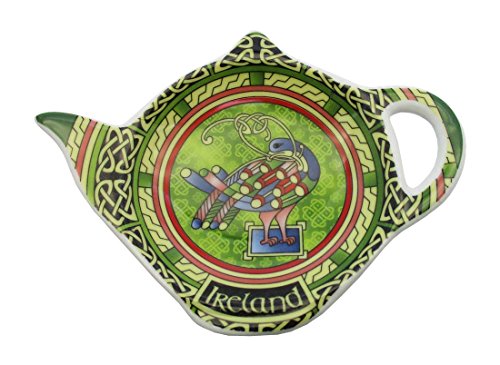 Celtic Peacock Ireland Teabag Holder With A Coloured Trinity Irish Design Cover