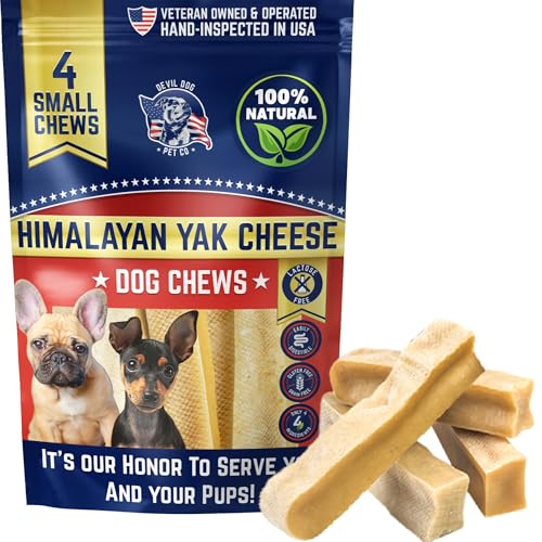 Devil Dog Pet Co. Himalayan Yak Cheese Dog Chews for Small to Medium Breeds & Aggressive Chewers - Long Lasting Rawhide Free High Protein - Cleaner Teeth Anxiety & Boredom Relief - 4 Pack