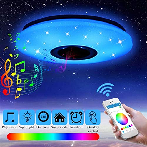 WXJZ Luces de Techo, Bluetooth LED Lámpara de Techo RGB Regulable Luz de Techo LED Inteligente Music Dormitorio Luz App Control Remoto 85-265v