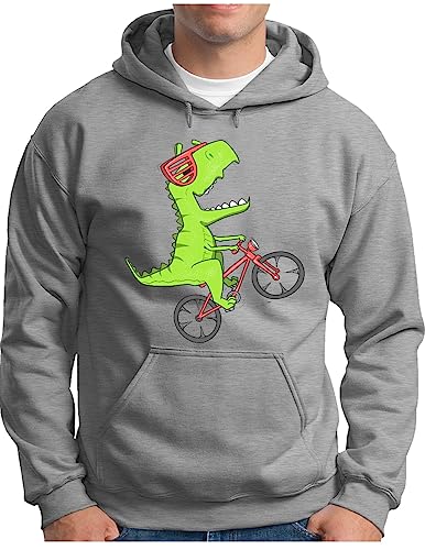 Sweat à capuche dinosaure cycliste homme gris mélangé taille S au 4XL
