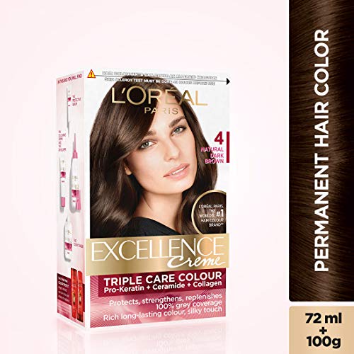 Image of L'Oreal Paris Excellence Creme Hair Color, 4 Natural Dark Brown, 72ml+100g and L'Oreal Paris Casting Creme Gloss, Medium Brown 500, 87.5g+72ml