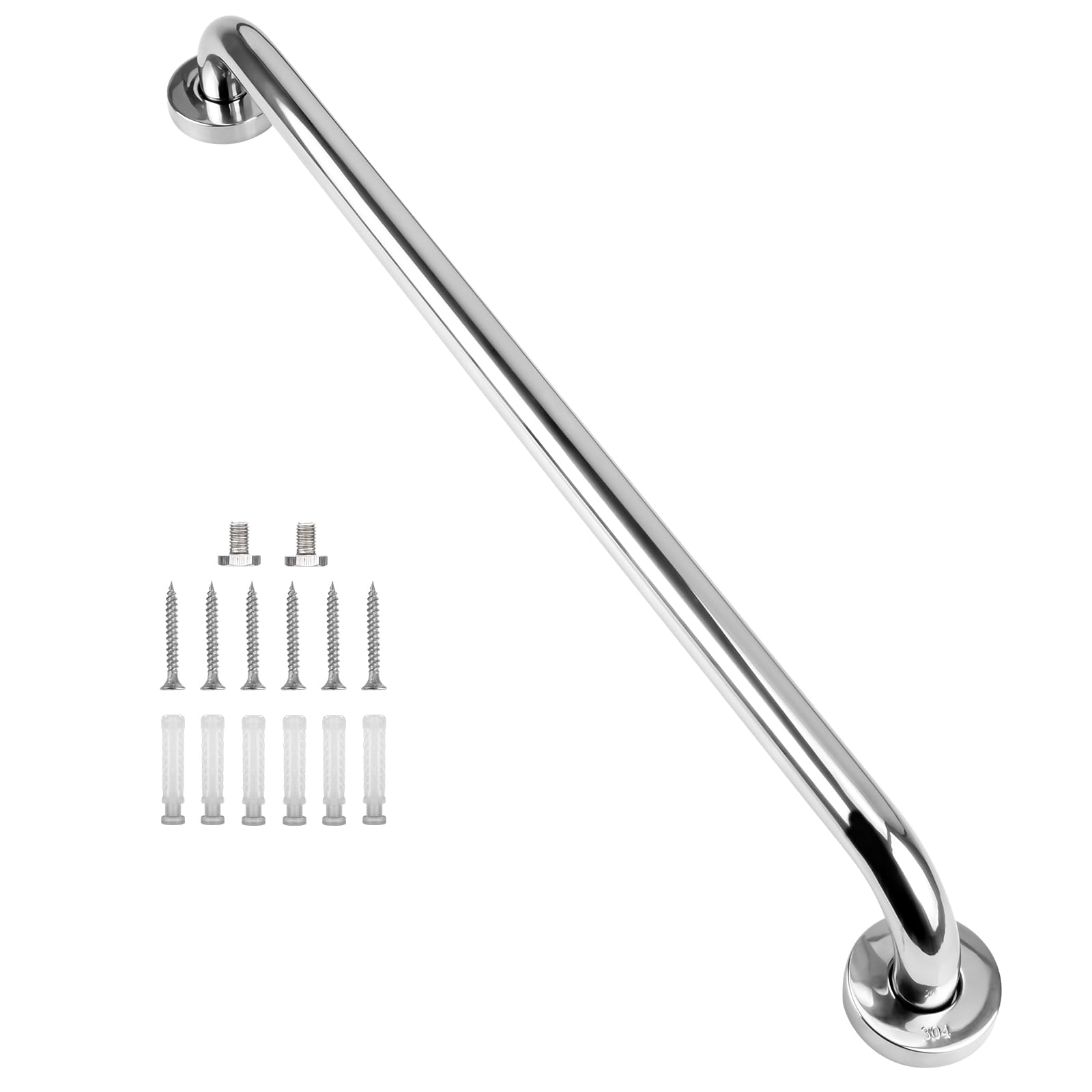 YF Barre d'Appui, Poignée de Sécurité 80 cm en Acier Inoxydable 304 pour Personnes âgées et Handicapées, Douche, Salle de Bain, Baignoire, Toilettes, Escalier, Intérieur & Extérieur