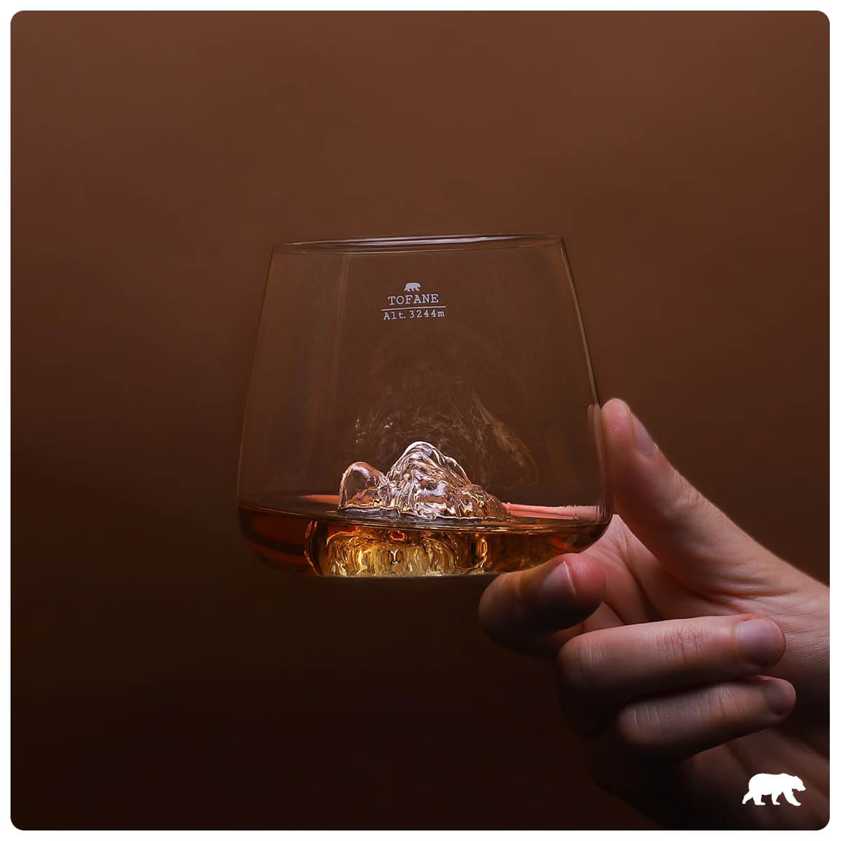Alaskan MAKER - Vasos de whisky de 350 ml (juego de 2) - Borosilicato de alta calidad, soplado artesanalmente con montañas en relieve | Forma Tulipán | Espíritus TOPOGRAPHIC (Tofane & Marmolada)