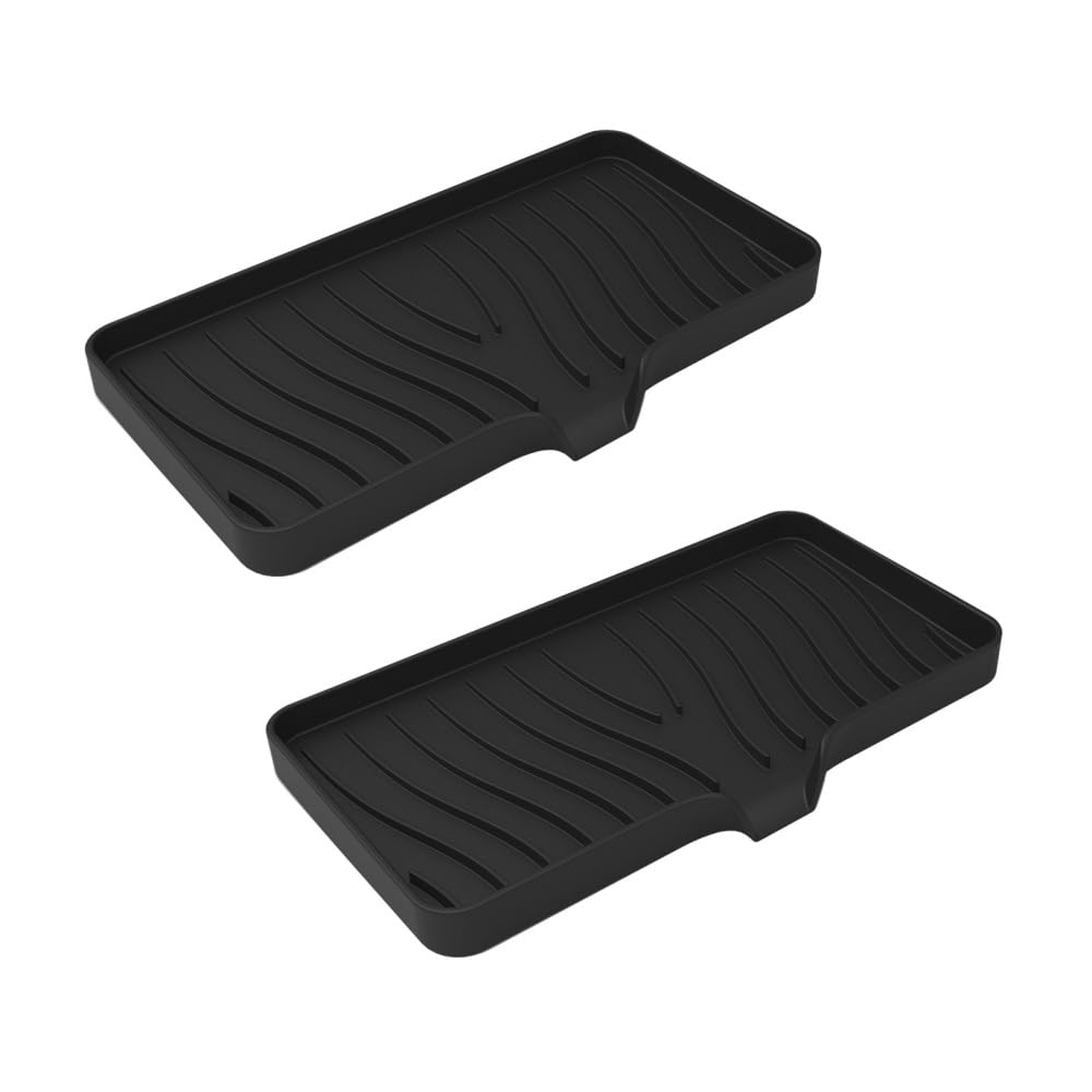 Bdkmms Black Silicone Soaps Dish With Drain, 2Pcs Self Draining Soap Dishes Portable Shower Soap Holders Non-Slip Kitchen Sponge Holder For Bathroom Kitchen