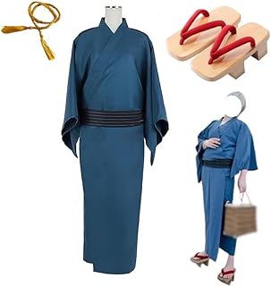 [PWPCOS] コスプレ鬼太郎の父 コスプレ 衣装 着物 浴衣 セットアップ 服 黄色の腕輪付き 下駄追加可能