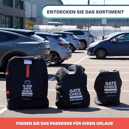 Bramble - Gate Check Transporttasche für Kinderwagen (L, Groß 116x53x34cm) Buggy Tasche Flugzeug - Wasserabweisend (Schwarz)