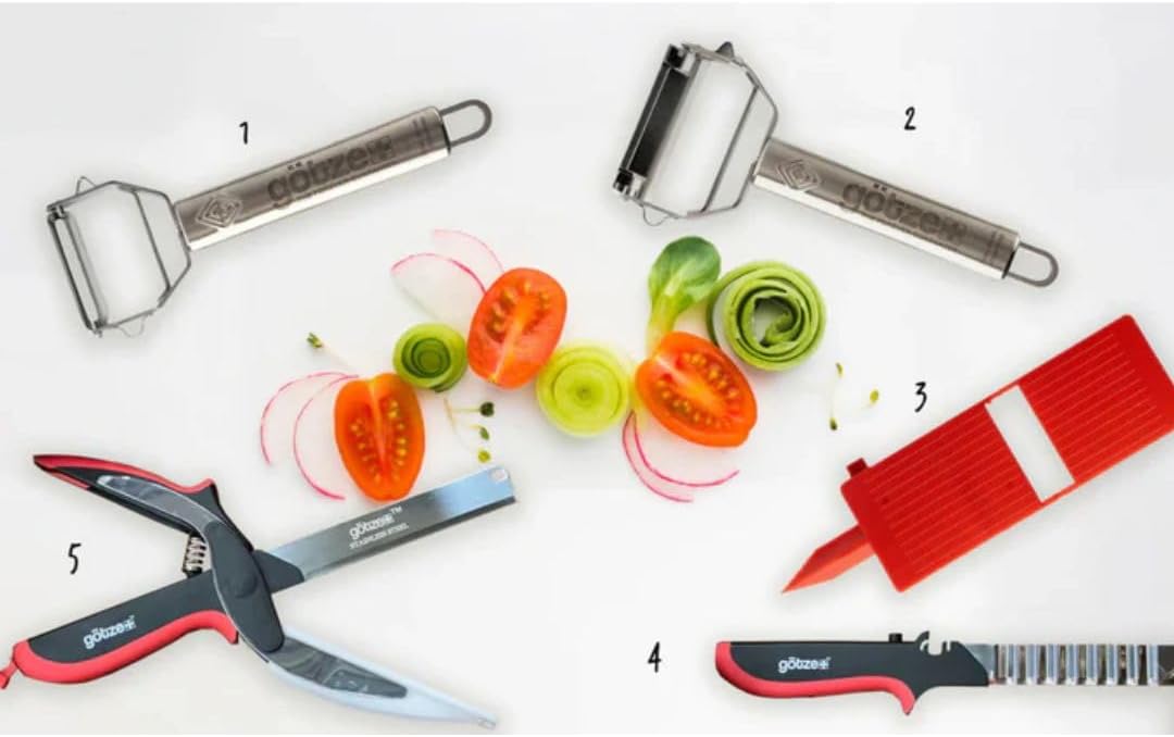 The Götze Peeler Peelers and Shears Set, Kitchen Essentials for Precision Cutting and Peeling, Durable Stainless Steel
